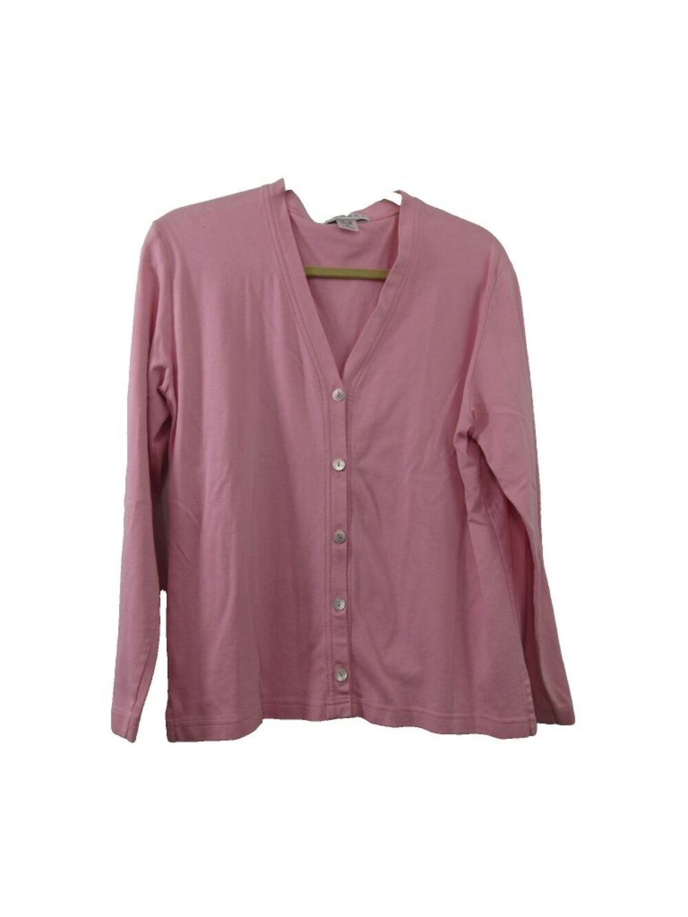 Bordado Women's Cardigan Sweater Sz XL Pink Button-Front V-Neck 100% Pima Cotton